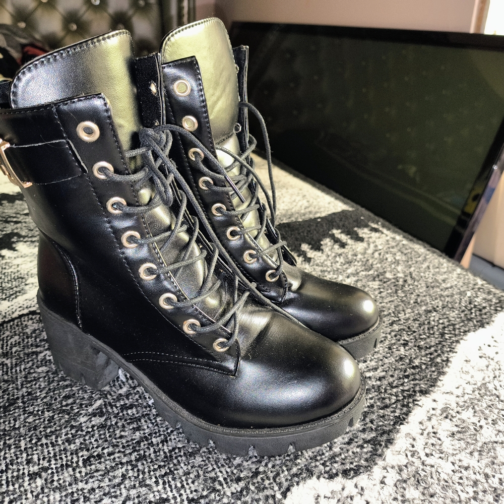Black Lace-Up Ankle Boots